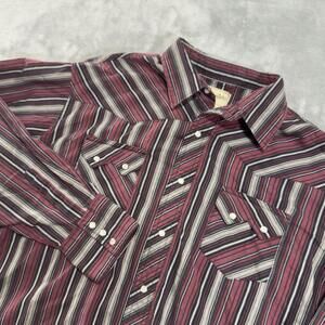Wrangler Western Shirt Pearl Snap Size XXL Men's Red Black Striped Long Sleeve
